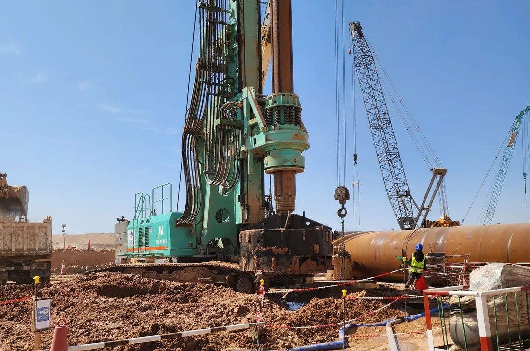 中国水电基础局携手上海金泰，共筑中东基建新里程碑106.16米超深桩